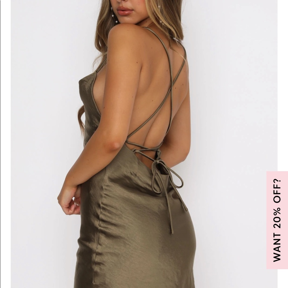 White Fox Boutique Chain Of Hearts Mini Dress Olive size Medium